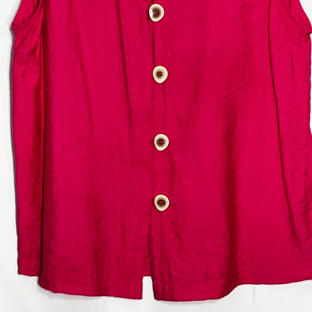 Chances R Womens Magenta Pink Button Front Sleeveless Vest Top V-Neck Large - Picture 4 of 8